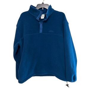 Vintage LL Bean Fleece Snap Pullover Womens Large Teal Blue Embroidered Logo
